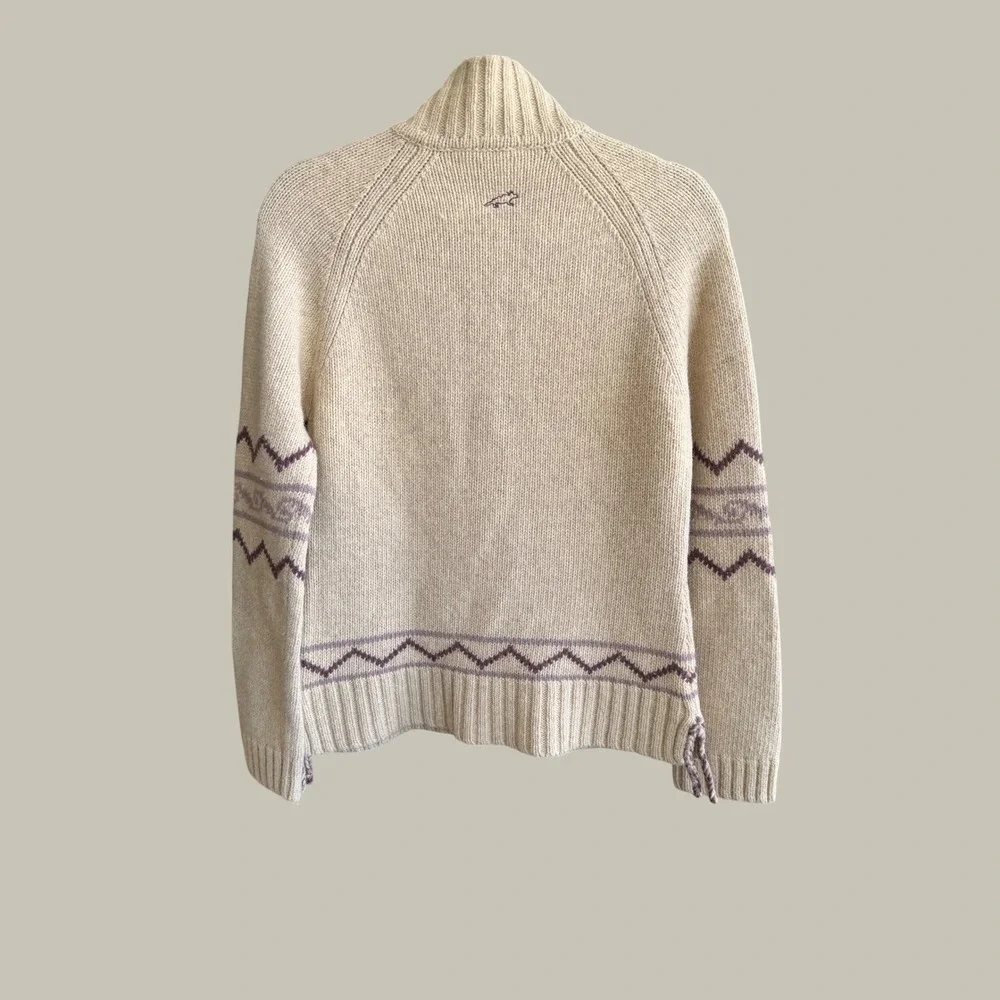 Horny Toad Wool Blend Full Zip Mock Neck Sweater Cream Nordic Small - Picture 2 of 5